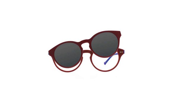 iGreen Plus-10 CM08 Kids Eyeglasses Matt Dk Red/Royal Blue Clip Polarized Dk Red