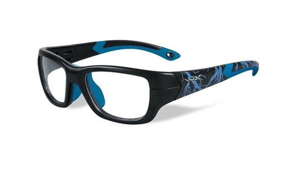 Wiley X Youth Force WX Flash YFFLA04  Kids Sports Glasses Matte Black/Electric Blue