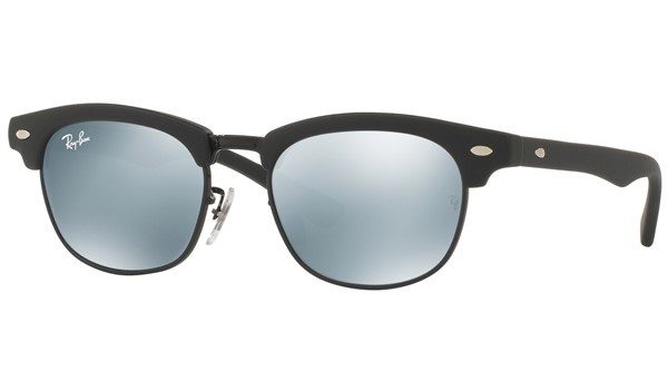 Ray-Ban Junior Clubmaster RJ9050S Kids Sunglasses Black/Silver Mirror Lenses 100S30