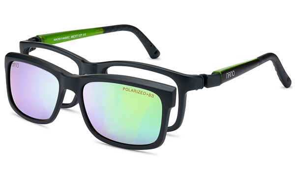 Nano Fangame Solar Clip 3.0 Kids Eyeglasses Matte Black/Green 