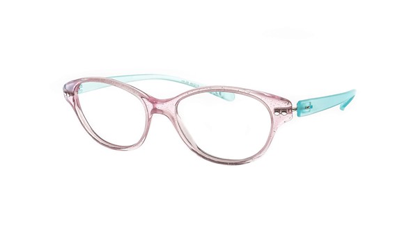 iGreen V4.29-C13 Kids Eyeglasses Transp Glitter Pink/Matt Aqua Marine