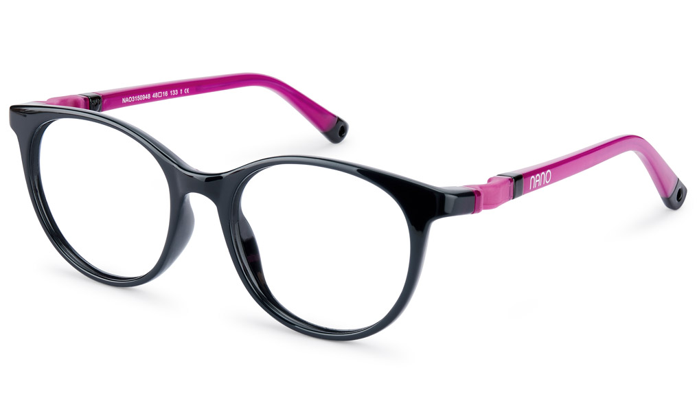 Nano Glitch 3.0 Kids Eyeglasses Crystal Black/Raspberry - Optiwow