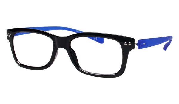 iGreen V2.7-C02 Kids Eyeglasses Shiny Black/Matt Royal Blue