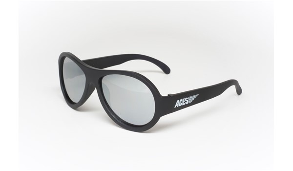 Babiators Aviator ACE-001 Childrens Sunglasses Black Ops Black Mirrored Lenses