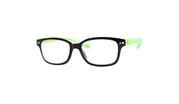 iGreen V2.8-C02 Kids Eyeglasses Shiny Black/Matt Acid Green